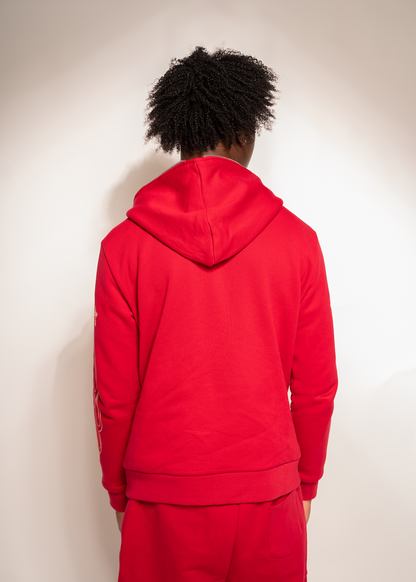 red street style hoodie 