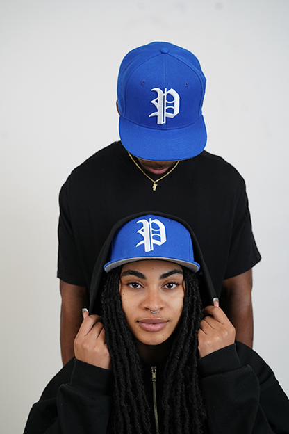 blue street style fashion fitted cap