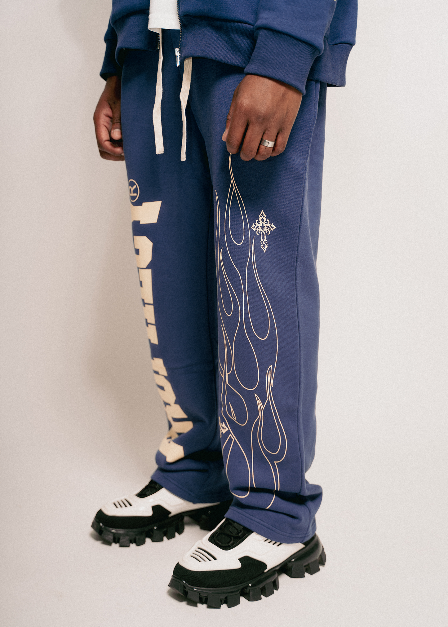 blue streetwear straight sweatpants